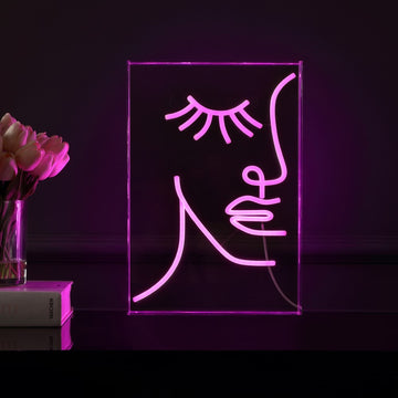 Half-Face Contemporary Glam Acrylic Box USB Operated LED Neon Light - JONATHAN Y